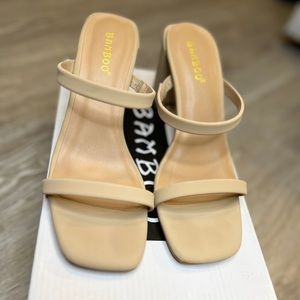 Bamboo Kickback Nude Block Heels